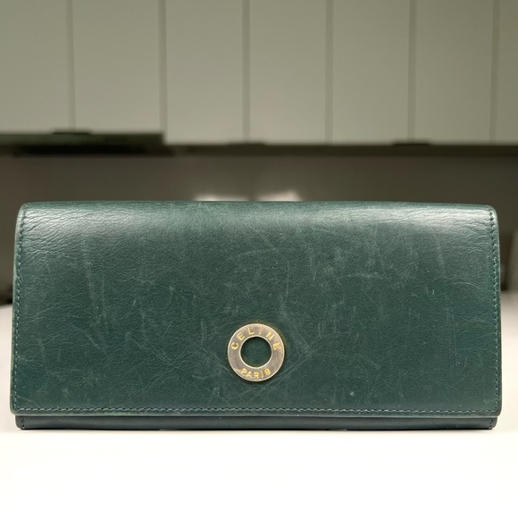 Celine Handbags - Vintage Celine Green Wallet
